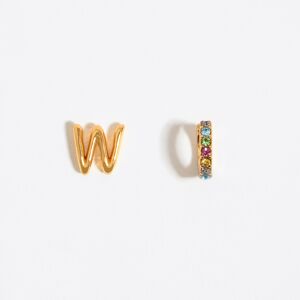 BIMBA Y LOLA Multicolor crystal mini hoop and letter W earrings GOLD UN adult