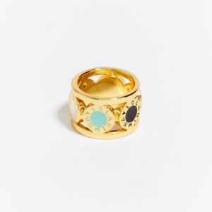 BIMBA Y LOLA Golden Logo ring AQUAMARINE 16 adult