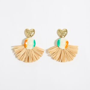 BIMBA Y LOLA Ceramic and raffia flower earrings NATURAL UN adult