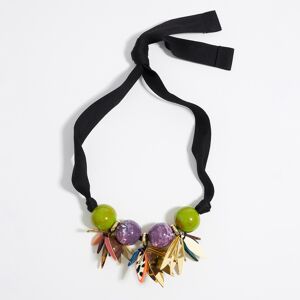 BIMBA Y LOLA Blue resin petals stones necklace BLACK UN adult