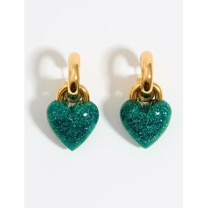 BIMBA Y LOLA Turquoise glitter heart hoop earrings TURQUOISE UN adult