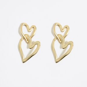 BIMBA Y LOLA Golden textured hearts earrings GOLD UN adult