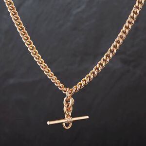 Pre-Owned 9ct Rose Gold 16 Inch Curb T-Bar Necklace 4104057