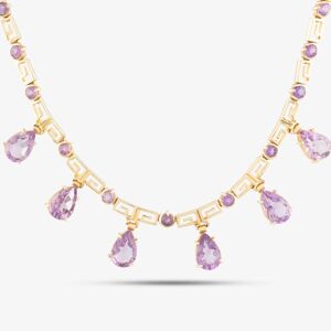 Pre-Owned 14ct Yellow Gold Amethyst 18 Inch Collarette Necklace 41041012