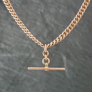 Pre-Owned 9ct Rose Gold Albert 14 Inch T-Bar Curb Chain 41041065