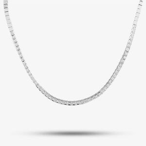 Pre-Owned 18ct White Gold Brilliant Cut Diamond 17 Inch Tennis Necklace 41043331