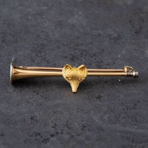 Pre-Owned Vintage Yellow Gold Fox And Horn Bar Brooch 4113029