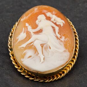 Pre-Owned Vintage Yellow Gold Cameo Brooch 4113033