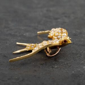 Pre-Owned Yellow Gold Seed Pearl Swallow Brooch 4113051