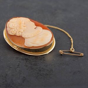 Pre-Owned 9ct Yellow Gold Cameo Large Oval Brooch 4113082