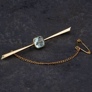 Pre-Owned Vintage Blue Paste Cushion Shape Bar Brooch 4113467