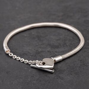 Pre-Owned Pandora Silver Heart 17cm Snake Chain Bracelet 41221165