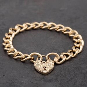 Pre-Owned Vintage Yellow Gold Padlock Clasp 8 Inch Curb Chain Bracelet 41281091