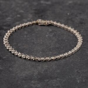 Pre-Owned 9ct White Gold Single Cut Diamond 7.25 Inch Tennis Bracelet 41281158