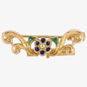 Pre-Owned 18ct Yellow Gold Enamel Flower Brooch 4313005