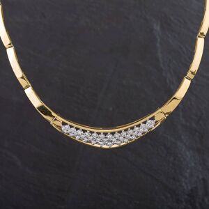 Pre-Owned 18ct Yellow Gold 1.25ct Brilliant Cut Diamond 3 Row Graduated 14 Inch Necklace 4314093