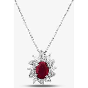 Pre-Owned Platinum 1.80ct Ruby &amp; 0.45ct Diamond Cluster 18 Inch Necklace 4314252