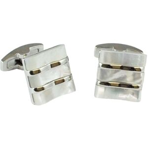 Tresanti Three Stripes Mother Of Pearl Designer Cufflinks