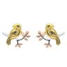 C W Sellors Yellow Rose Sterling Silver Plated Plated Bird Stud Earrings