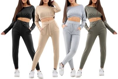 Groupon Goods Global GmbH Love My Fashions Two-Piece Crop Top and Drawstring Trousers Tracksuit