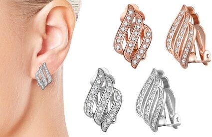 Groupon Goods Global GmbH One, Two or Three Pairs of Philip Jones Triple Row Clip-On Earrings with Crystals from Swarovski®