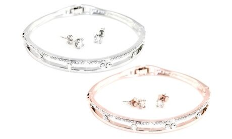 Groupon Goods Global GmbH One or Two Anabelle Bracelet and Earrings Sets Made with Crystals from Swarovski®