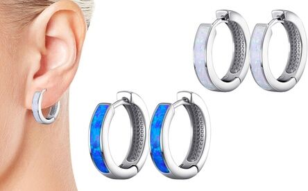 Groupon Goods Global GmbH One or Two Pairs of Philip Jones Opal Hoop Earrings