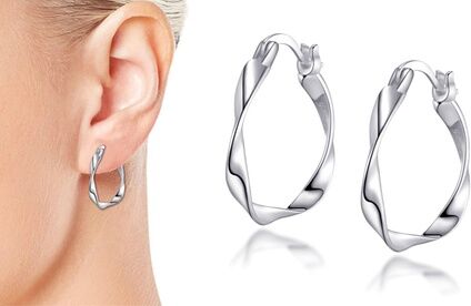 Groupon Goods Global GmbH One or Two Pairs of Philip Jones Sterling Silver Twist Hoop Earrings