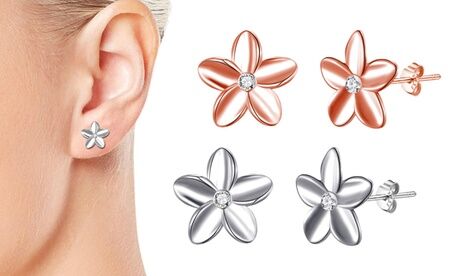 Groupon Goods Global GmbH One or Two Pairs of Philip Jones Sterling Silver Flower Earrings with Crystals from Swarovski®