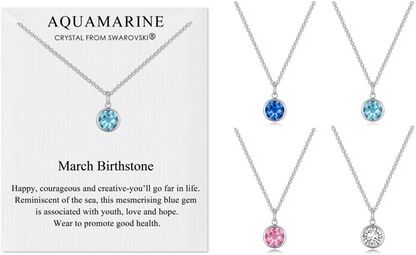 Groupon Goods Global GmbH Philip Jones Birthstone Necklace with Crystals from Swarovski®