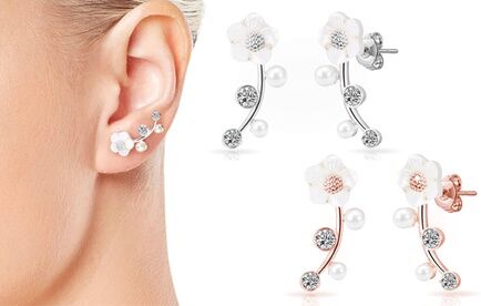 Groupon Goods Global GmbH One, Two or Three Pairs of Philip Jones Daisy Climber Earrings with Crystals from Swarovski®