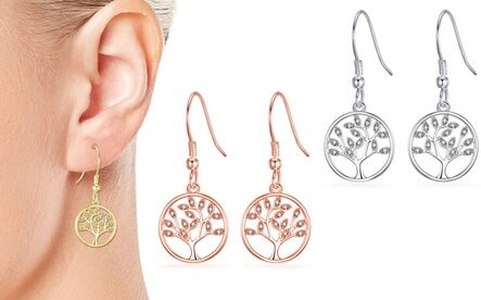 Groupon Goods Global GmbH One, Two or Three Pairs of Philip Jones Tree of Life Drop Earrings with Crystals from Swarovski®