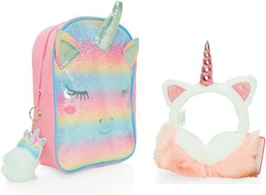 Groupon Goods Global GmbH Unicorn Backpack, Earmuffs and Keyring Set