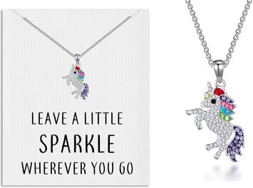 Groupon Goods Global GmbH One, Two or Three Philip Jones Crystal Unicorn Sparkle Quote Necklaces