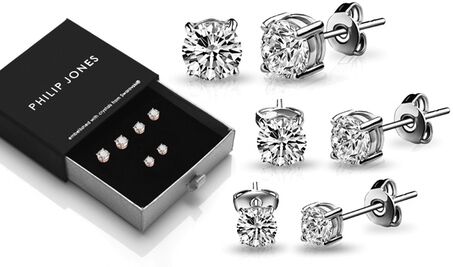 Groupon Goods Global GmbH Three or Six Pairs of Philip Jones Earrings with Crystals from Swarovski®