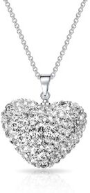 Groupon Goods Global GmbH One, Two or Three Philip Jones Pave Crystal Heart Necklaces