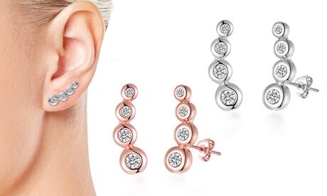 Groupon Goods Global GmbH Four-Stone Climber Earrings with Crystals from Swarovski®