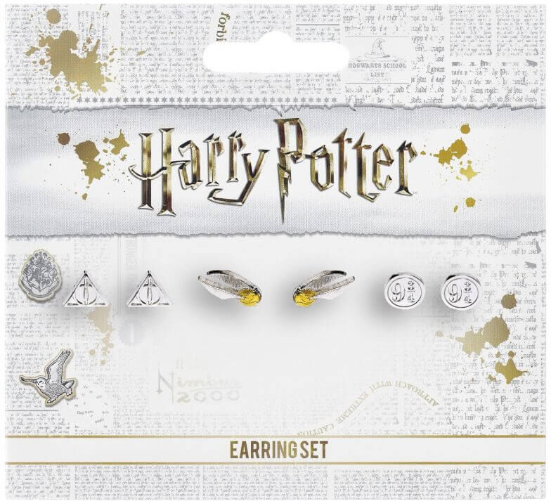 Harry Potter Stud Earring Set Deathly Hallows/ Golden Snitch/ Platform