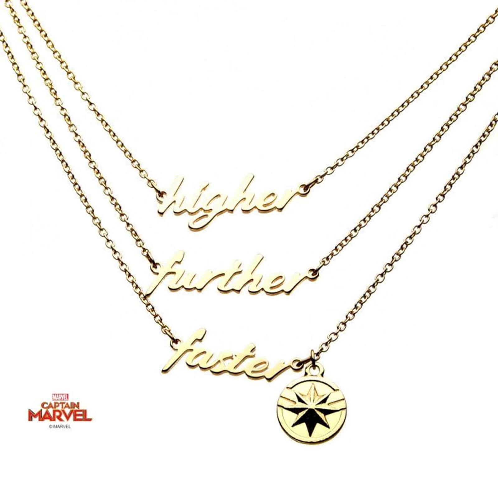 SalesOne Marvel's Captain Marvel Polished Finish 3-Tiered Necklace