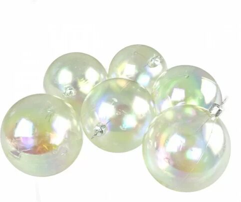 The Seasonal Aisle Luxury Shatterproof Ball Ornament (Set of 3) The Seasonal Aisle Colour: Clear Iridescent  - Size: 7cm H X 5cm W X 10cm D