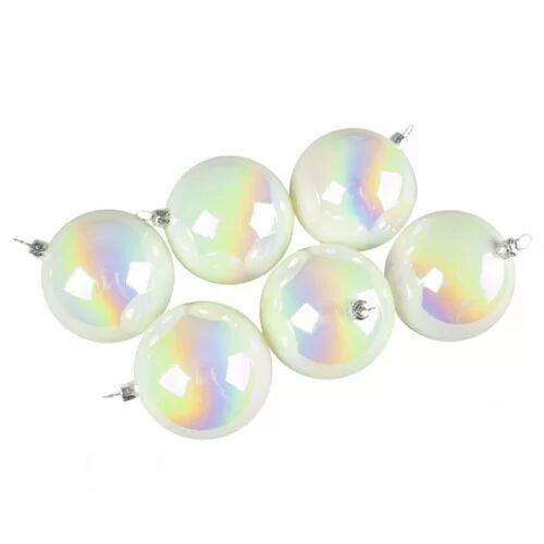 The Seasonal Aisle Luxury Shatterproof Ball Ornament (Set of 3) The Seasonal Aisle Colour: White Iridescent  - Size: 33cm H x 6cm W