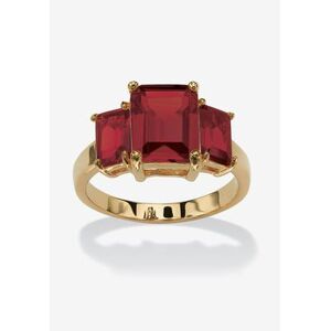 Yellow Gold-Plated Simulated Emerald Cut Birthstone Ring by PalmBeach Jewelry in January (Size 6)