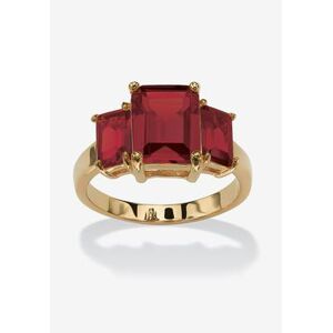 Yellow Gold-Plated Simulated Emerald Cut Birthstone Ring by PalmBeach Jewelry in January (Size 8)