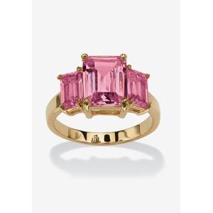 Yellow Gold-Plated Simulated Emerald Cut Birthstone Ring by PalmBeach Jewelry in October (Size 7)