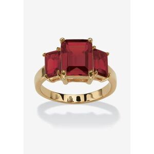 Yellow Gold-Plated Simulated Emerald Cut Birthstone Ring by PalmBeach Jewelry in January (Size 10)