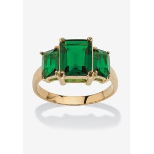 Yellow Gold-Plated Simulated Emerald Cut Birthstone Ring by PalmBeach Jewelry in May (Size 7)