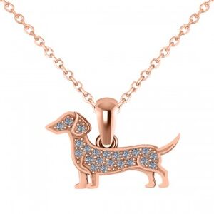 Allurez Diamond Accented Dog Pendant Necklace 14K Rose Gold (0.21ct)