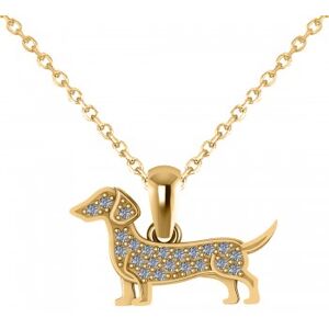 Allurez Diamond Accented Dog Pendant Necklace 14K Yellow Gold (0.21ct)