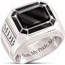 The Bradford Exchange Black Onyx Son Ring Personalized With Initials And Engraved Sentiment: My Son, My Pride, My Joy - Personalized Jewelry