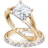 The Bradford Exchange Princess 18K Gold-Plated Personalized Bridal Wedding Ring Set For Women - Personalized Jewelry